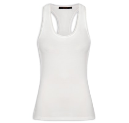 Regata Feminina Rib Detalhe Tule - Branco