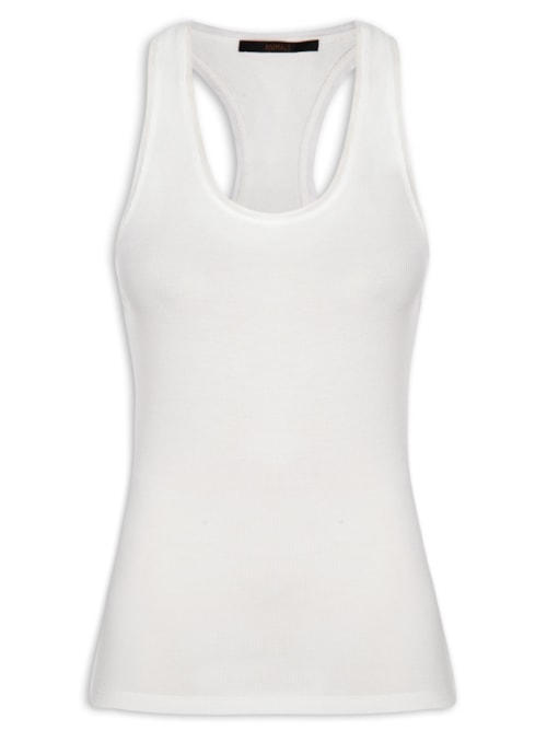 Regata Feminina Rib Detalhe Tule - Branco