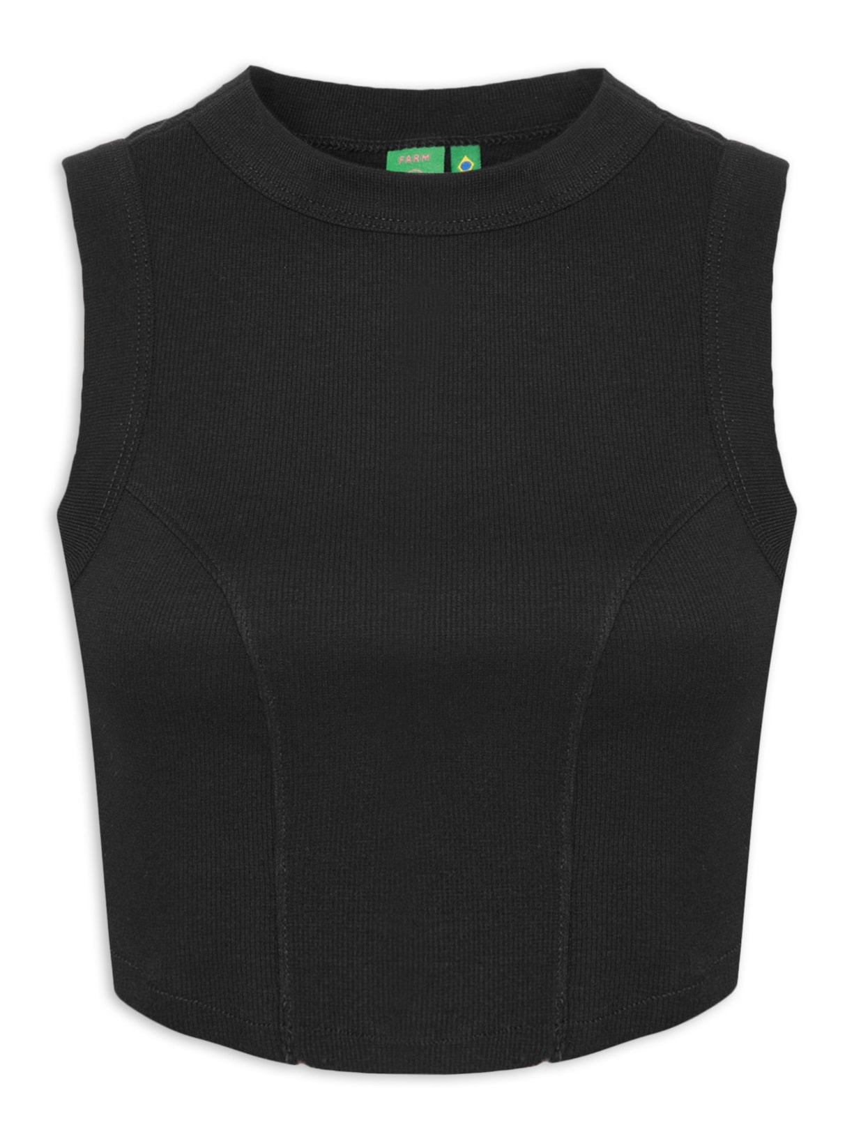 Regata Feminina Rib Pesponto Corselet Preto Farm
