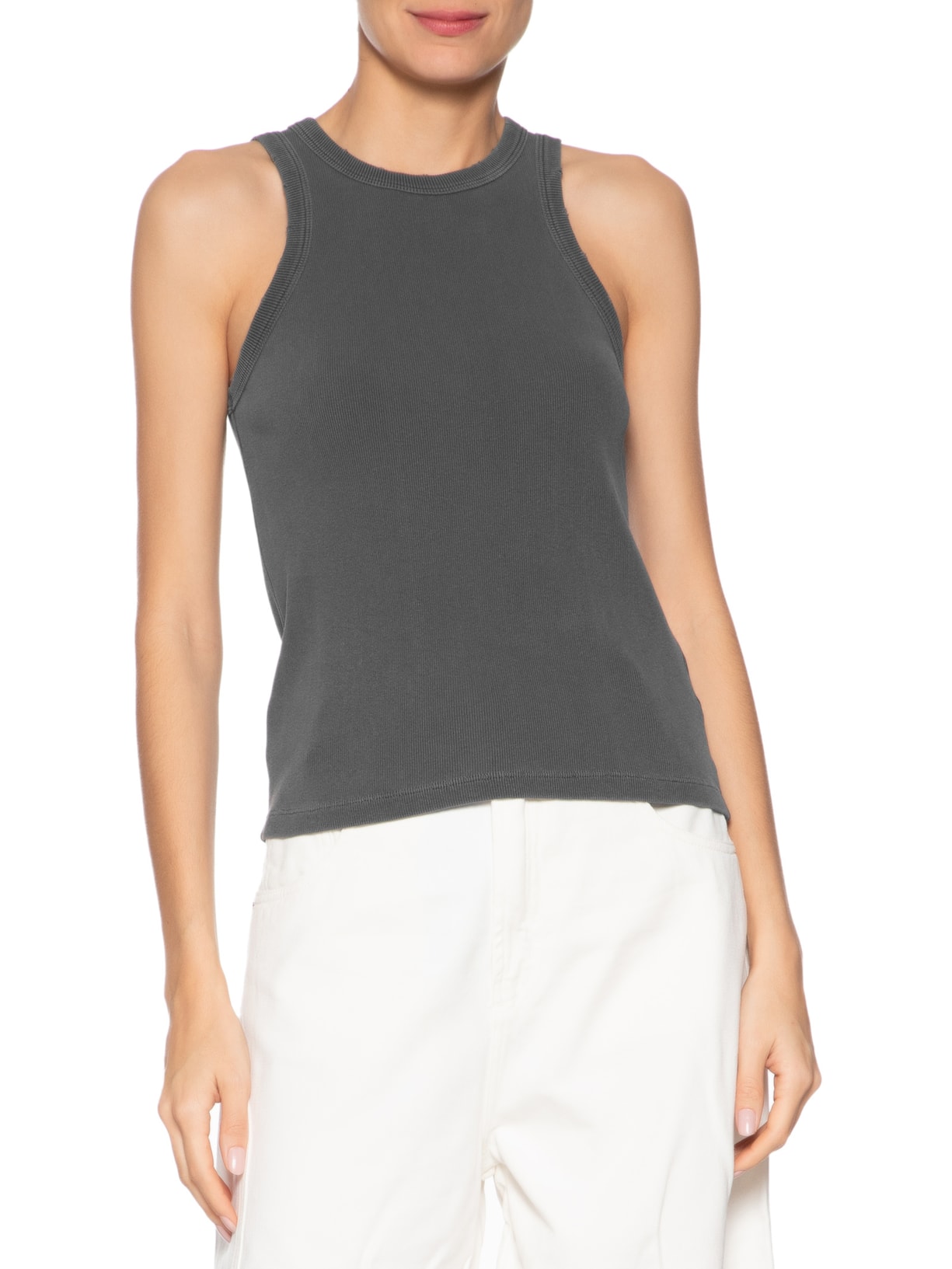 Regata Feminina Rib Puido Preto Animale Jeans