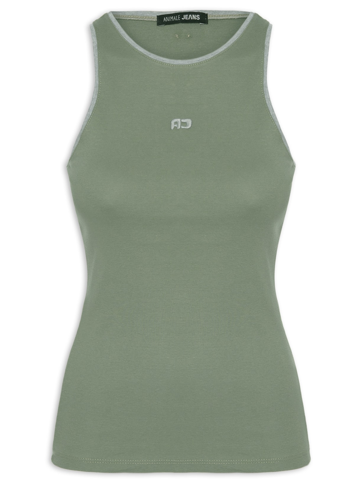 Regata Feminina Rib Vivo Contraste - Cinza
