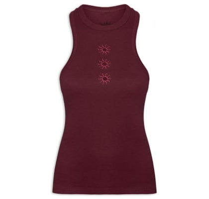 Regata Feminina Ribana Bordado Sol - Vermelho