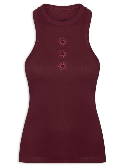 Regata Feminina Ribana Bordado Sol – Vermelho