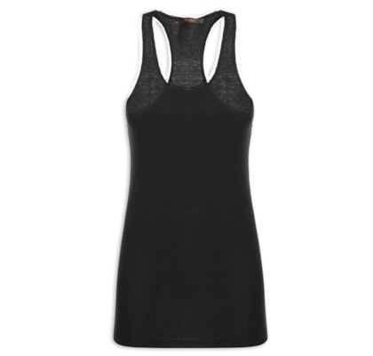Regata Feminina Ribana Detalhe Tule - Preto