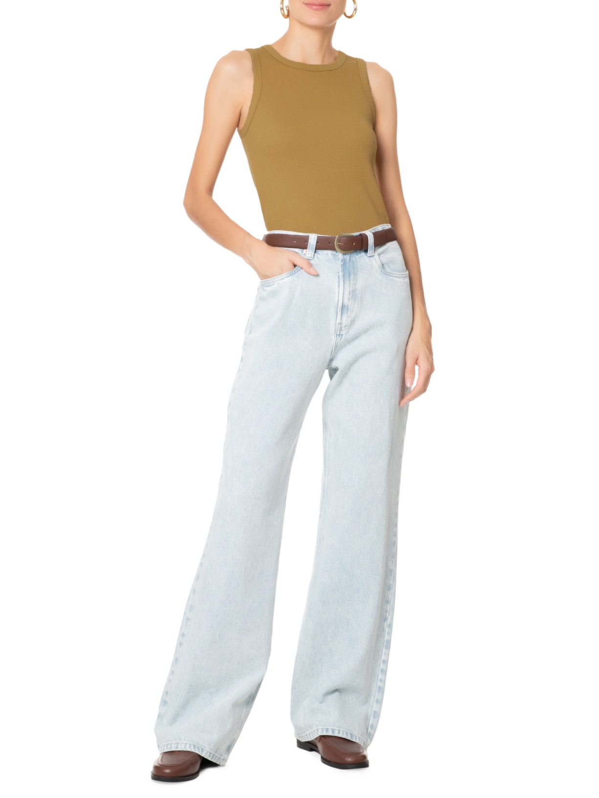 Regata Feminina Ribana Vintage Tank Marrom Camys