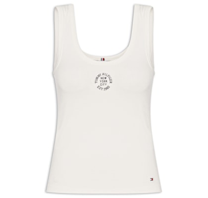Regata Feminina Roundall Rib Slim Tank Top - Branco