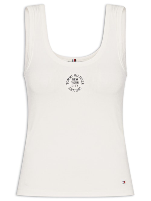 Regata Feminina Roundall Rib Slim Tank Top - Branco