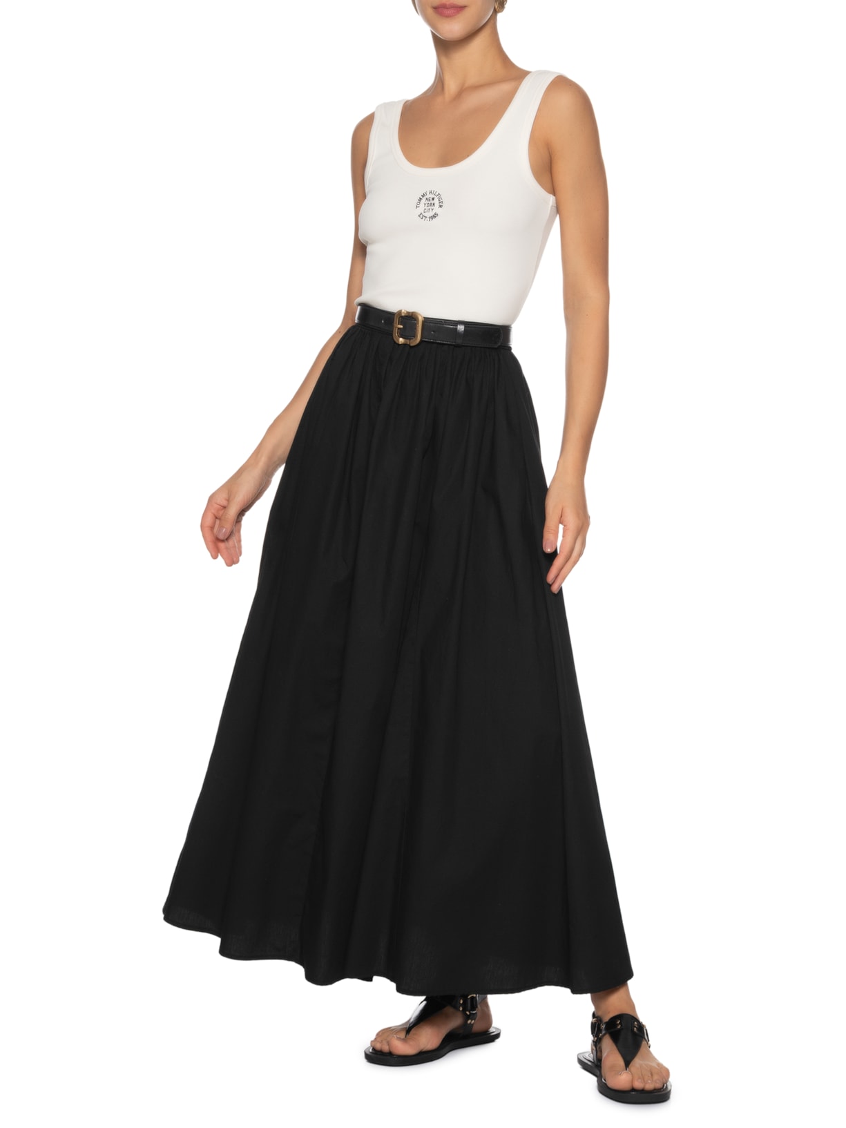 Regata Feminina Roundall Rib Slim Tank Top Branco Tommy Hilfiger