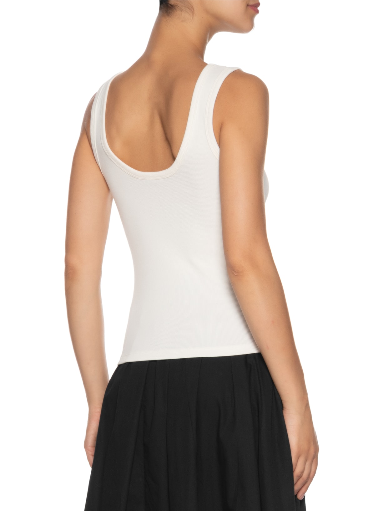 Regata Feminina Roundall Rib Slim Tank Top Branco Tommy Hilfiger