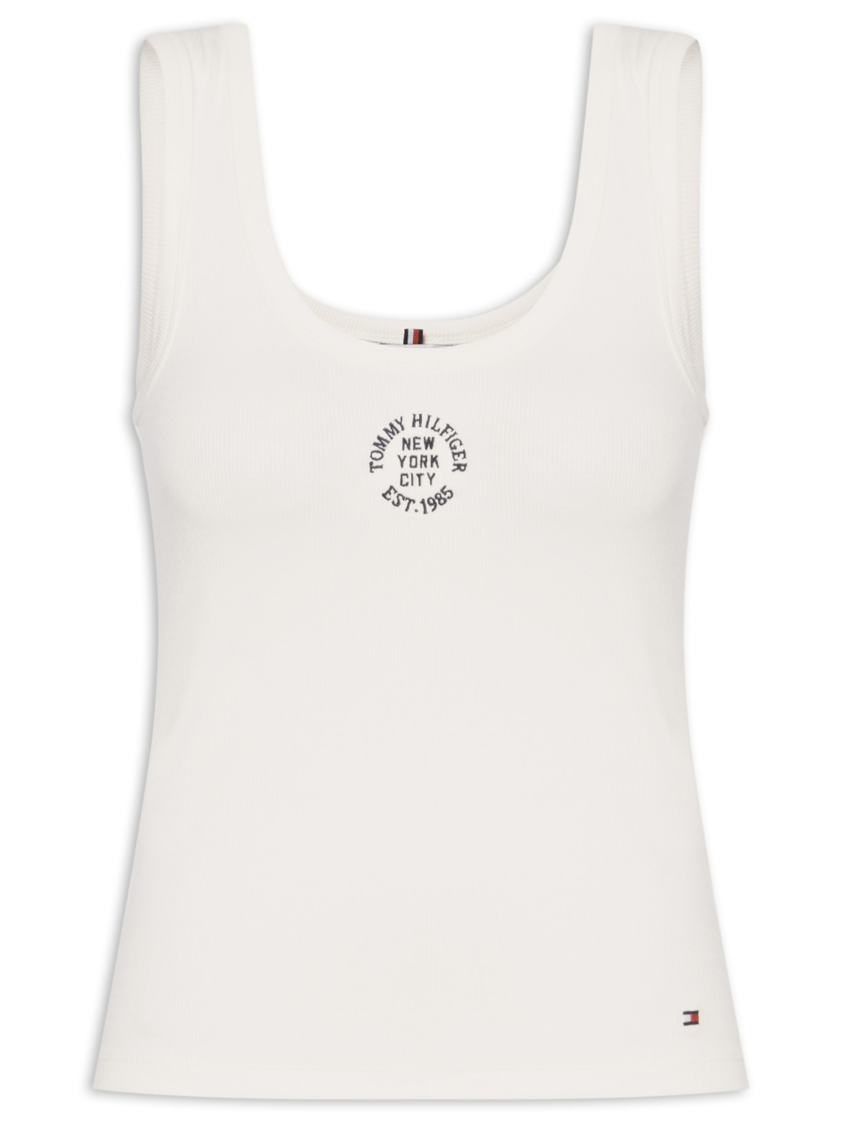 Regata Feminina Roundall Rib Slim Tank Top Branco Tommy Hilfiger