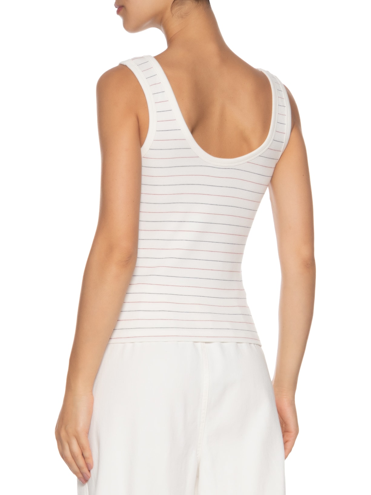 Regata Feminina Roundall Rib Slim Tank Top Branco Tommy Hilfiger