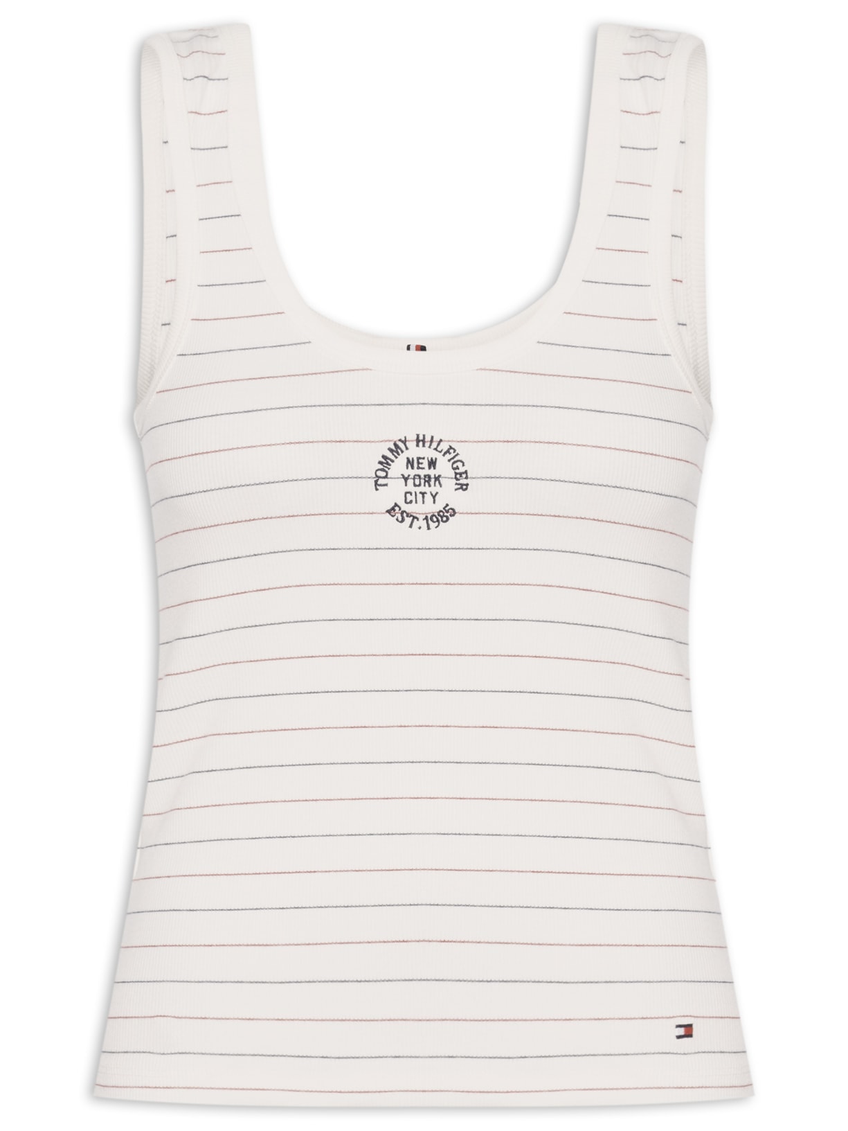 Regata Feminina Roundall Rib Slim Tank Top Branco Tommy Hilfiger