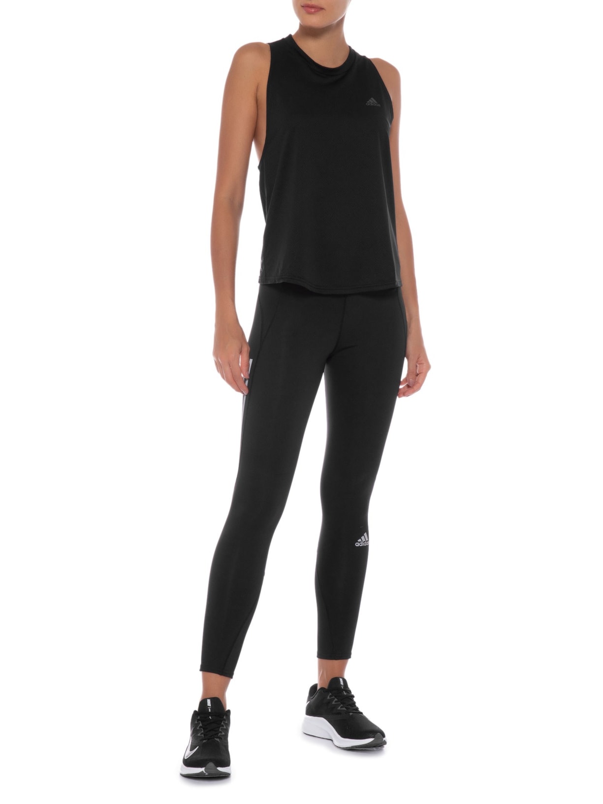 Regata Feminina Run Icon 3 Bar Preto Adidas