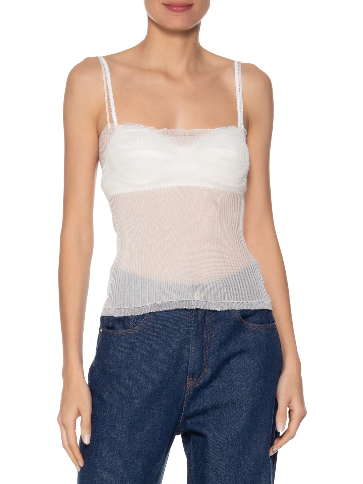 Regata Feminina Sanfoninha Body Tricot Branco Paula Raia