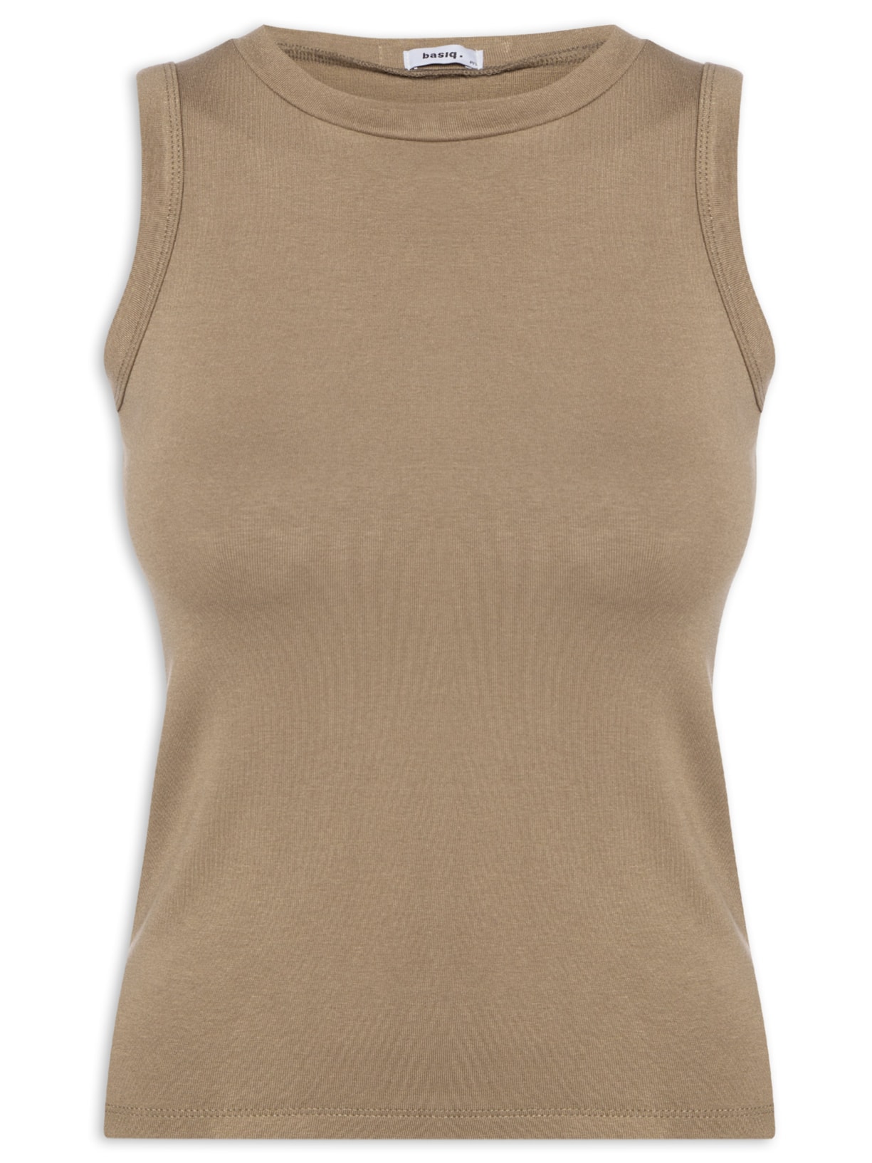 Regata Feminina Sem Manga Cavada Canelada - Marrom