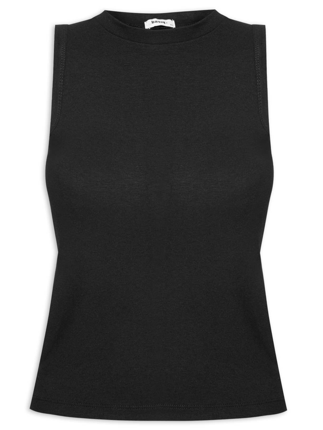 Regata Feminina Sem Manga Cavada Canelada - Preto