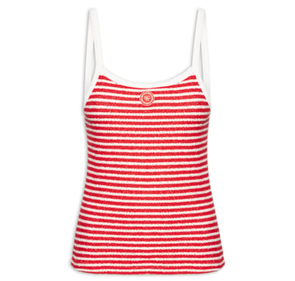 Regata Feminina Serif Logo Striped Terry Tank - Vermelho