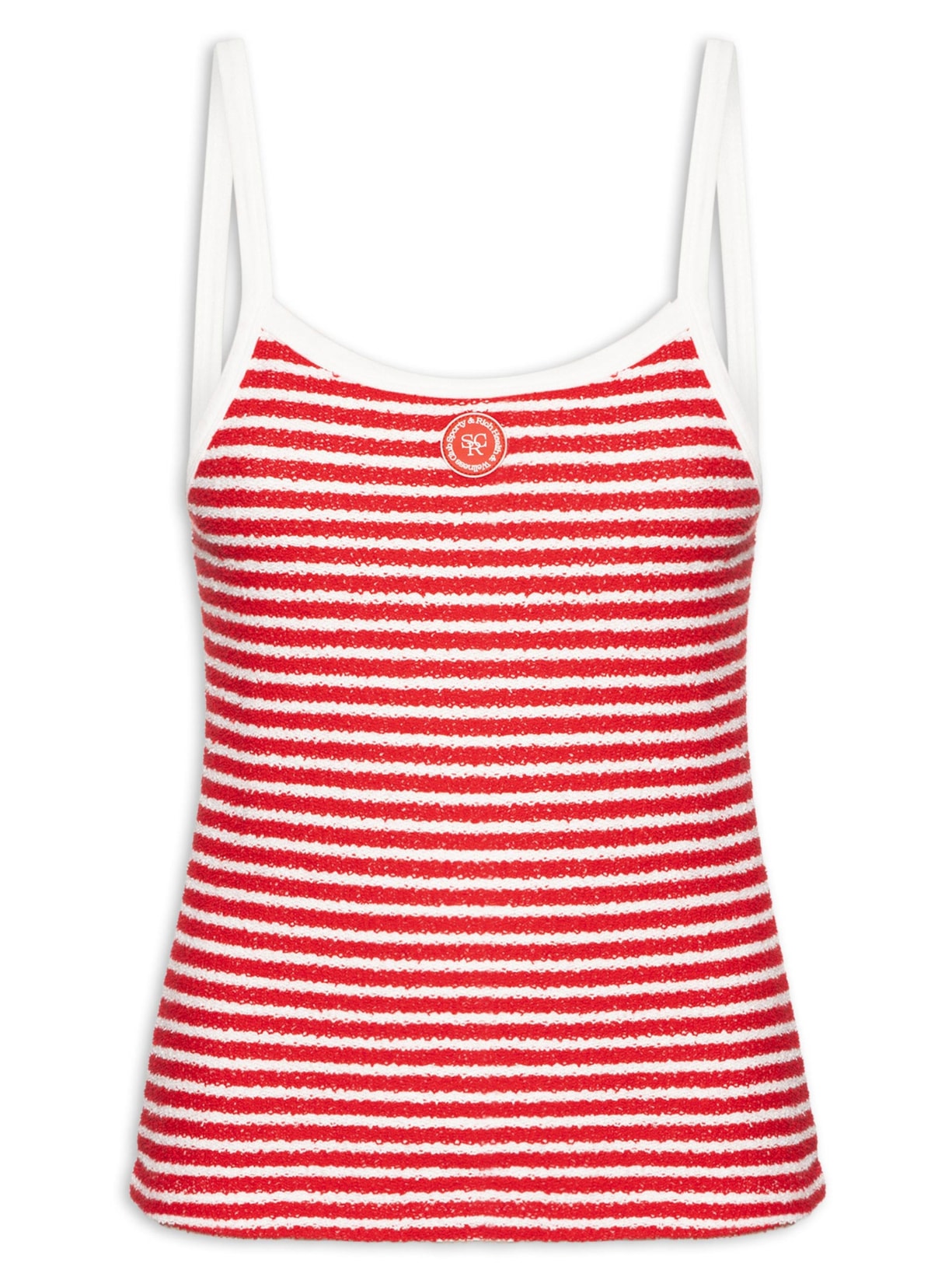 Regata Feminina Serif Logo Striped Terry Tank - Vermelho