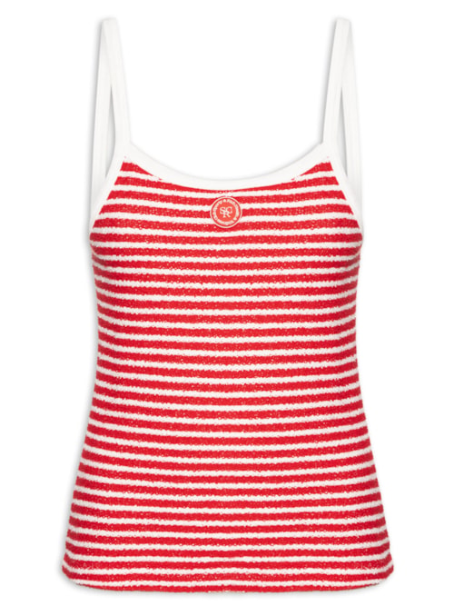 Regata Feminina Serif Logo Striped Terry Tank - Vermelho