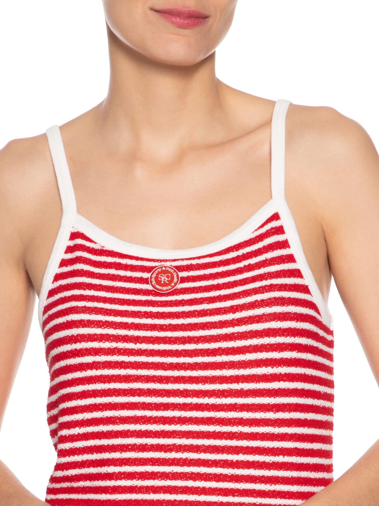 Regata Feminina Serif Logo Striped Terry Tank Vermelho Sporty & Rich