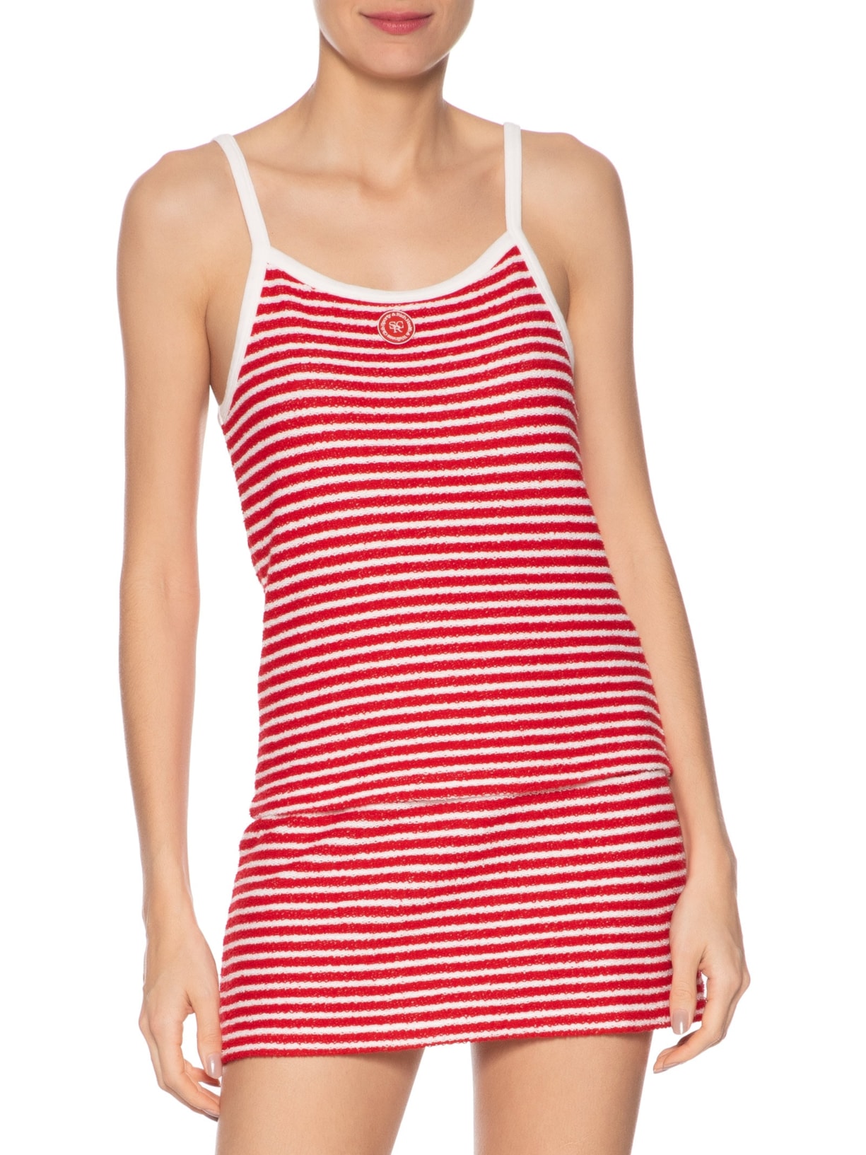 Regata Feminina Serif Logo Striped Terry Tank Vermelho Sporty & Rich
