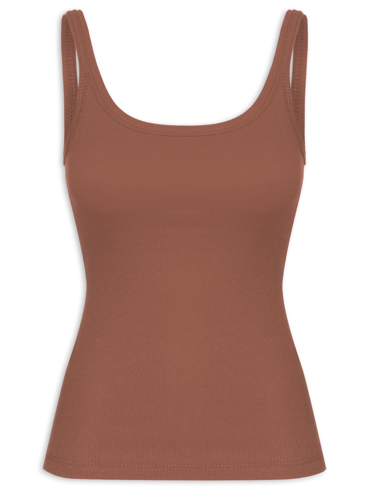 Regata Feminina Slim Em Ribana - Marrom