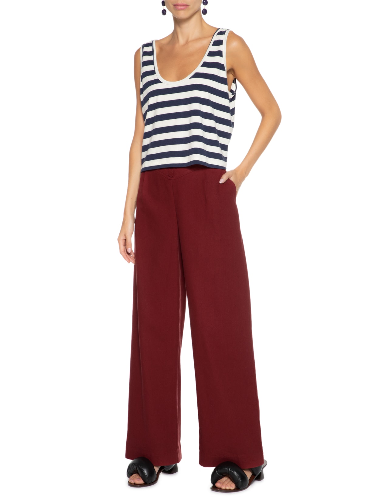 Regata Feminina Stripes Indigo Azul Osklen