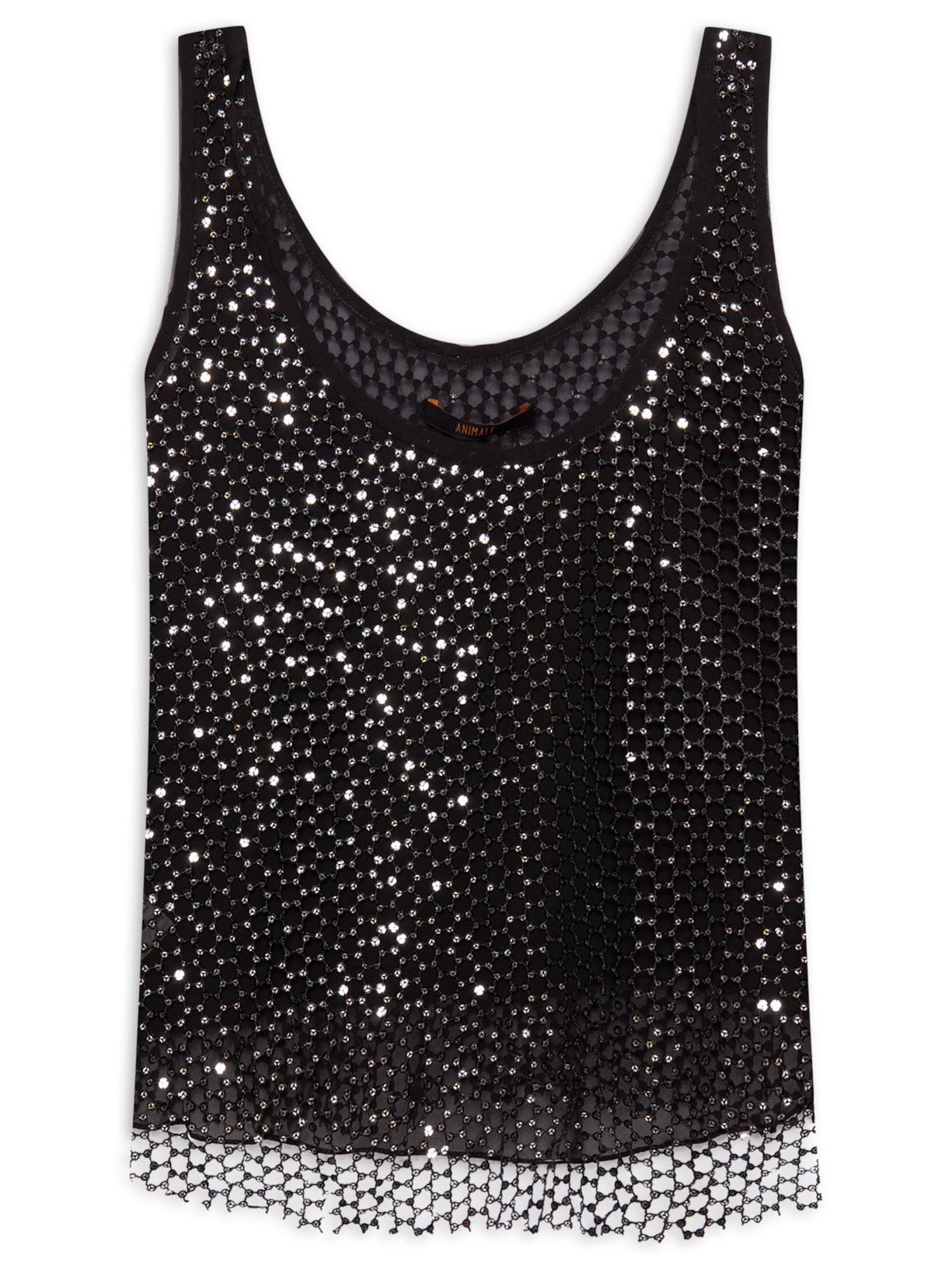 Regata Feminina Tela Paetê - Preto