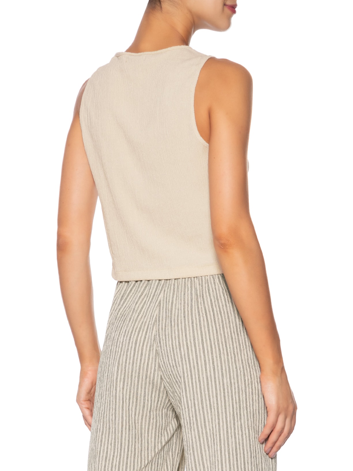 Regata Feminina Texturizada Bege Basiq