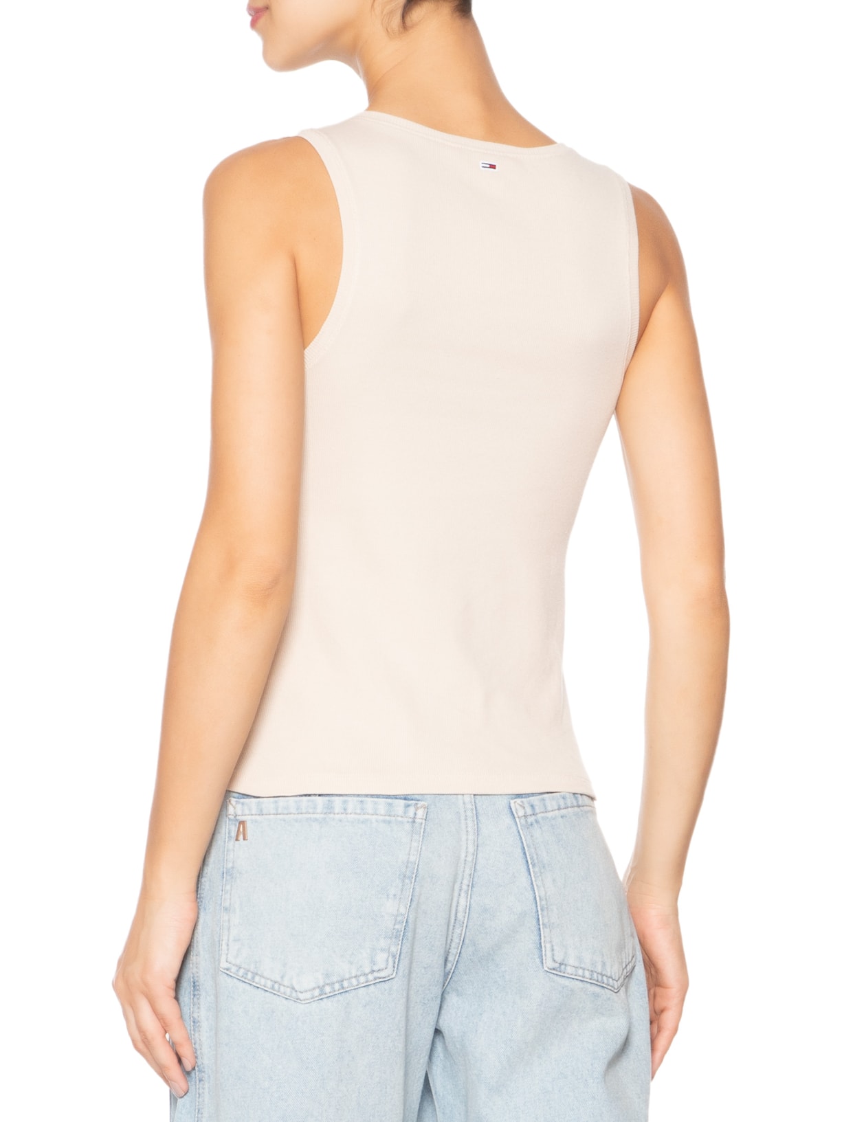 Regata Feminina Tjw Slim Script Rib Tank Top Bege Tommy Jeans