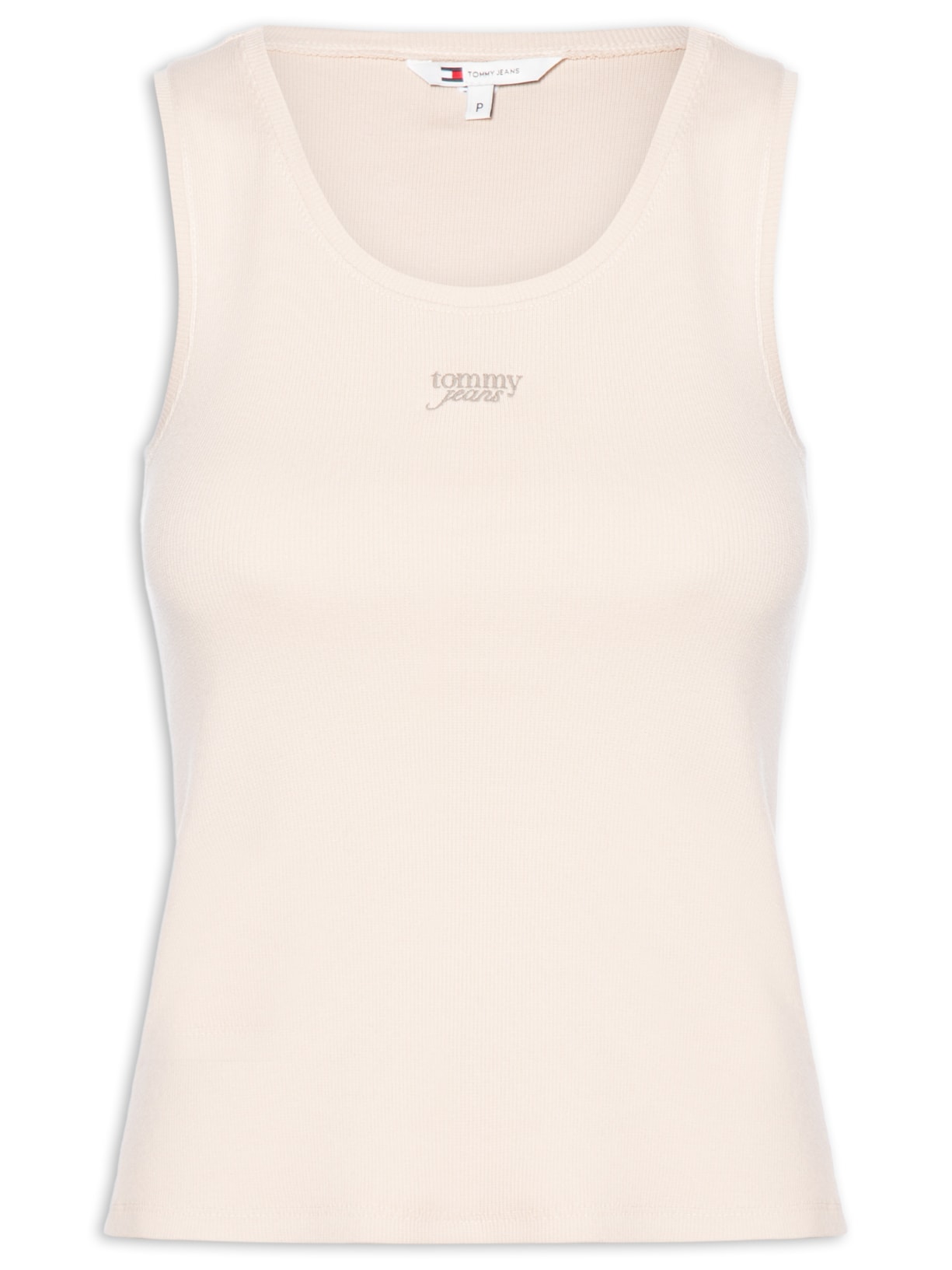 Regata Feminina Tjw Slim Script Rib Tank Top Bege Tommy Jeans
