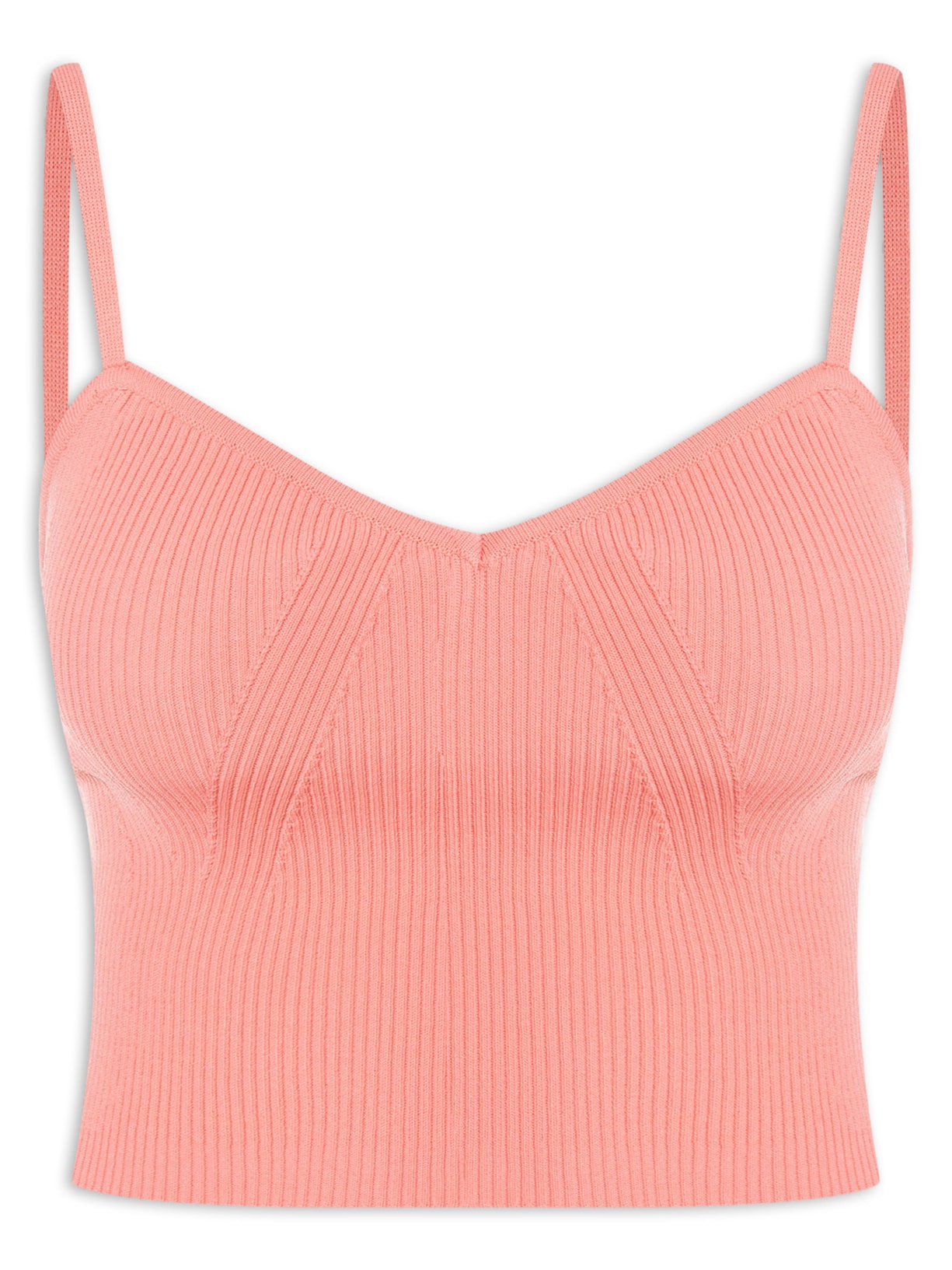 Regata Feminina Tricot Alça Fina Canelada - Rosa