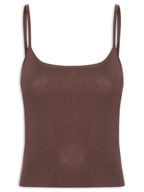 Regata Feminina Tricot Alcinha Básica – Marrom