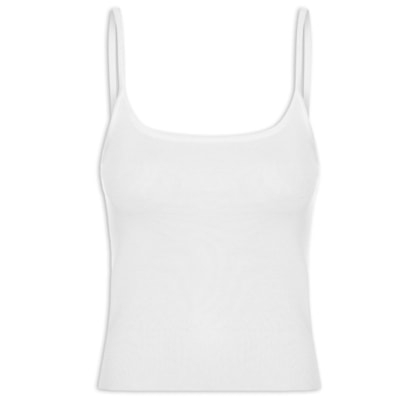 Regata Feminina Tricot Alcinha Básica - Branco