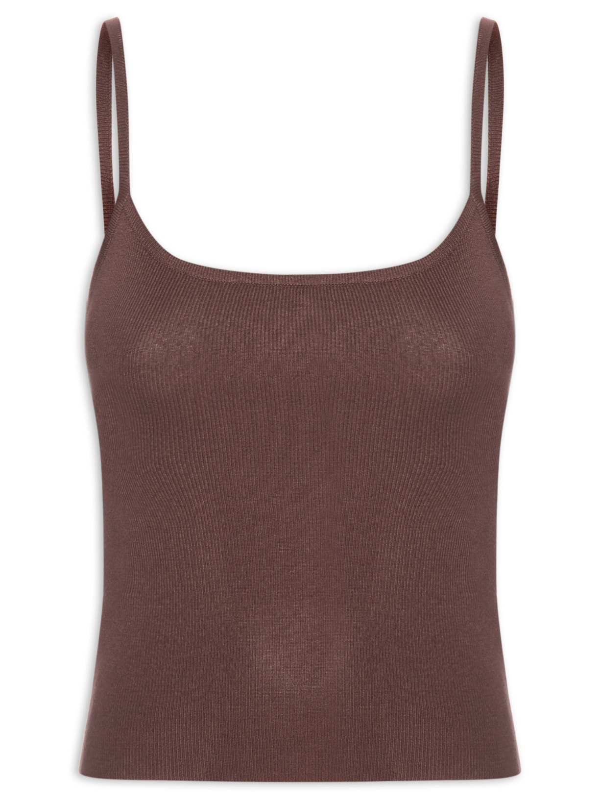 Regata Feminina Tricot Alcinha Básica Marrom Basiq