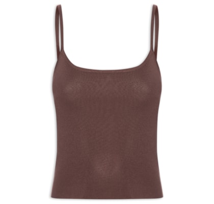 Regata Feminina Tricot Alcinha Básica - Marrom