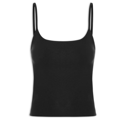 Regata Feminina Tricot Alcinha Básica - Preto