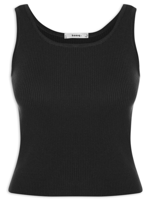 Regata Feminina Tricot Básica – Preto