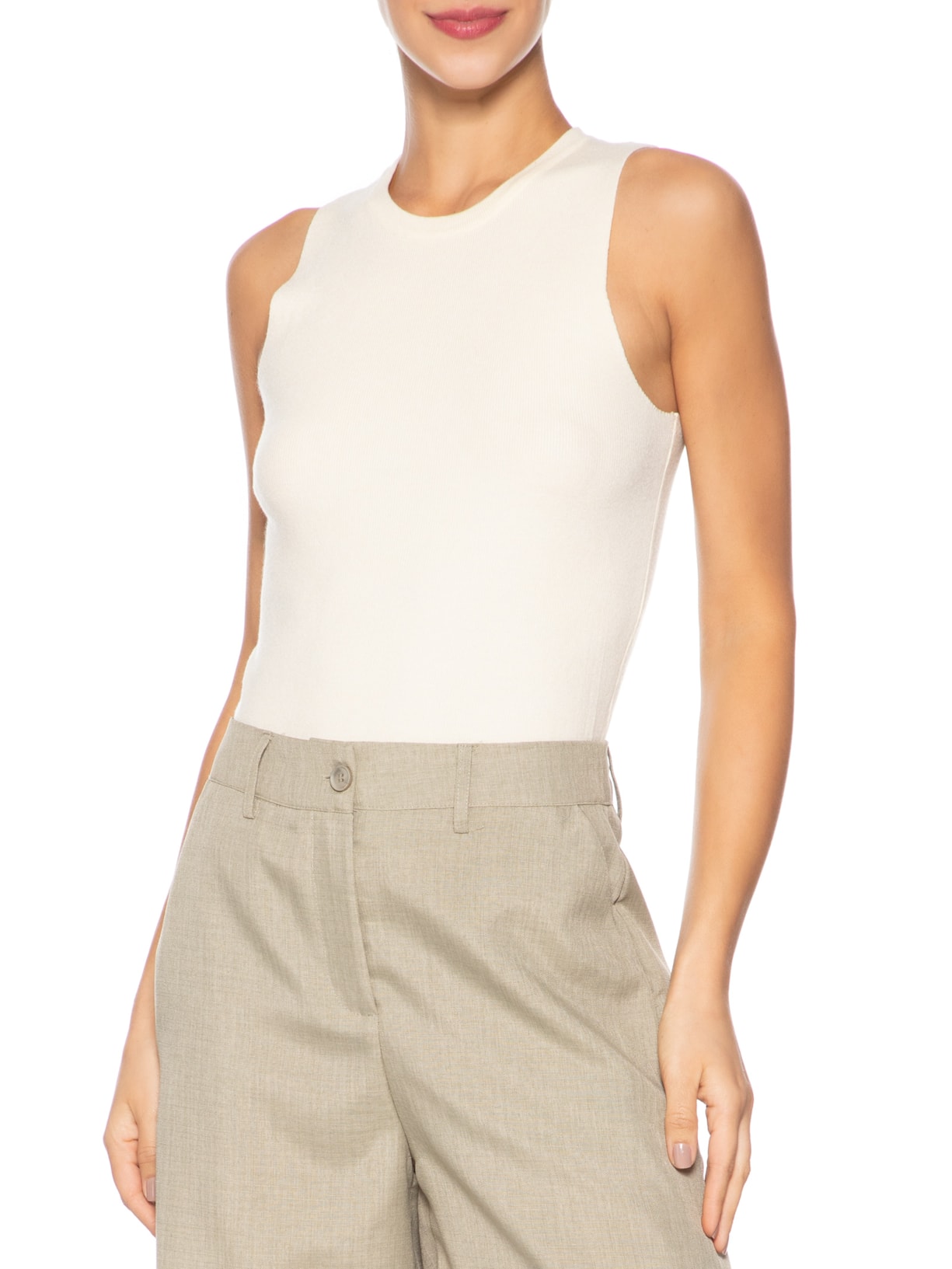 Regata Feminina Tricot Básica Amarelo Basiq