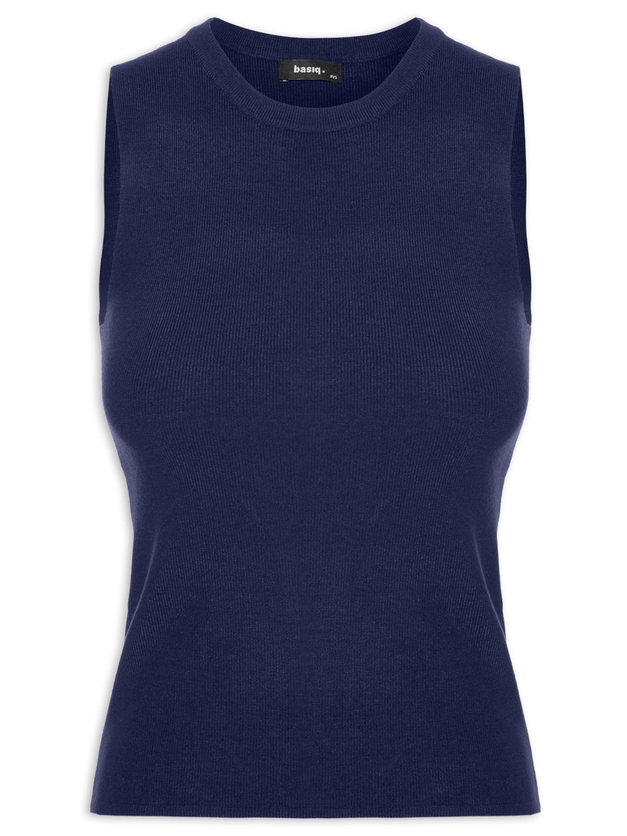 Regata Feminina Tricot Básica Azul Basiq