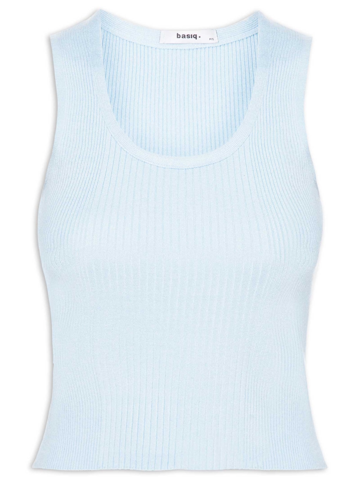 Regata Feminina Tricot Básica Azul Basiq