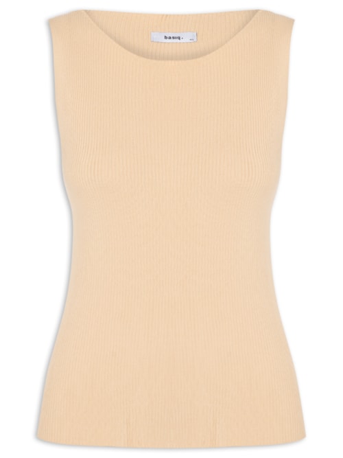 Regata Feminina Tricot Básica - Bege