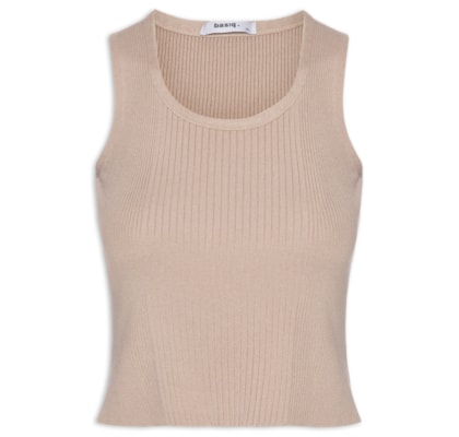 Regata Feminina Tricot Básica - Bege