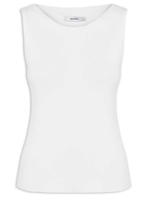 Regata Feminina Tricot Básica - Branco