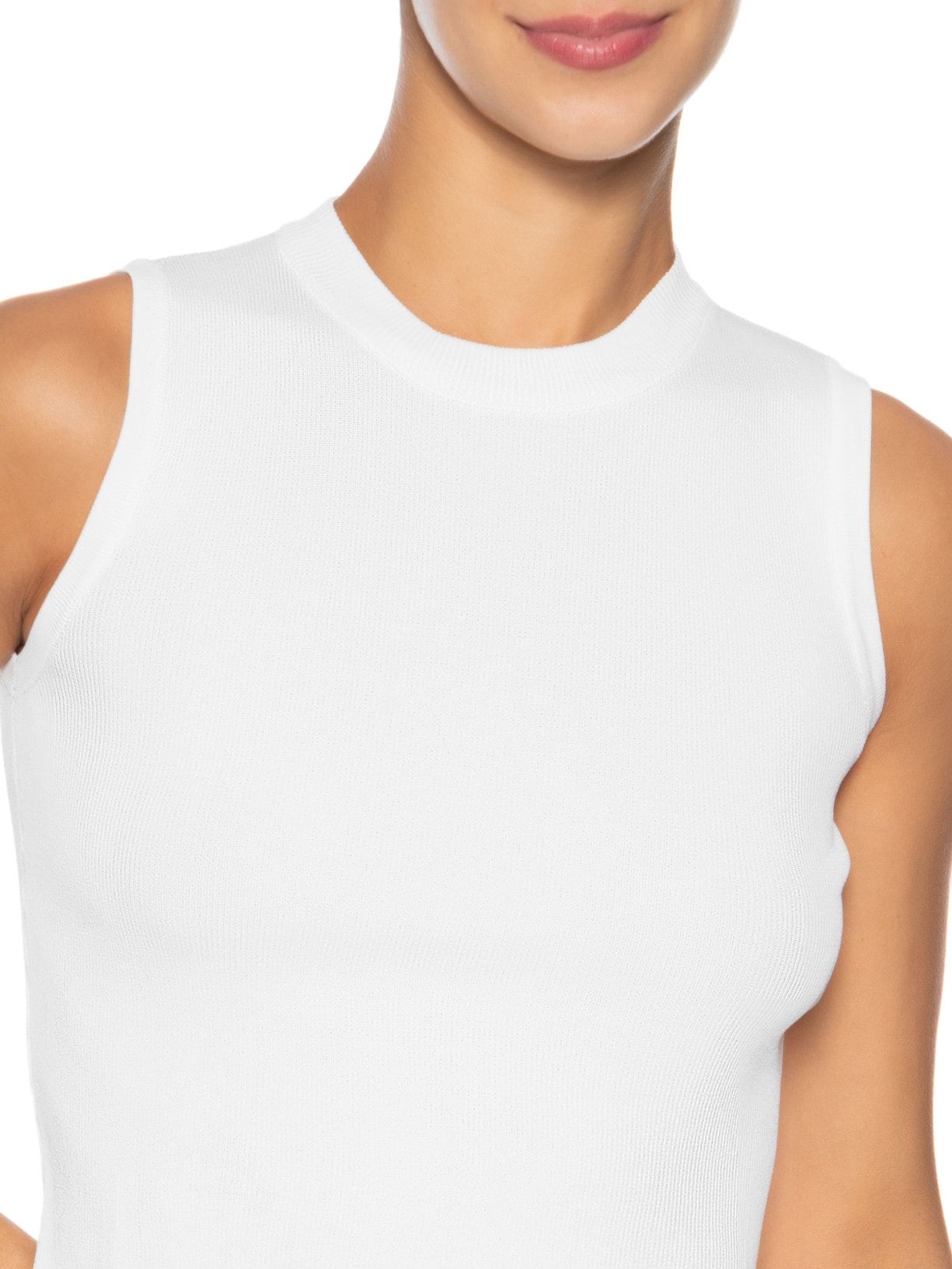 Regata Feminina Tricot Básica Branco Basiq