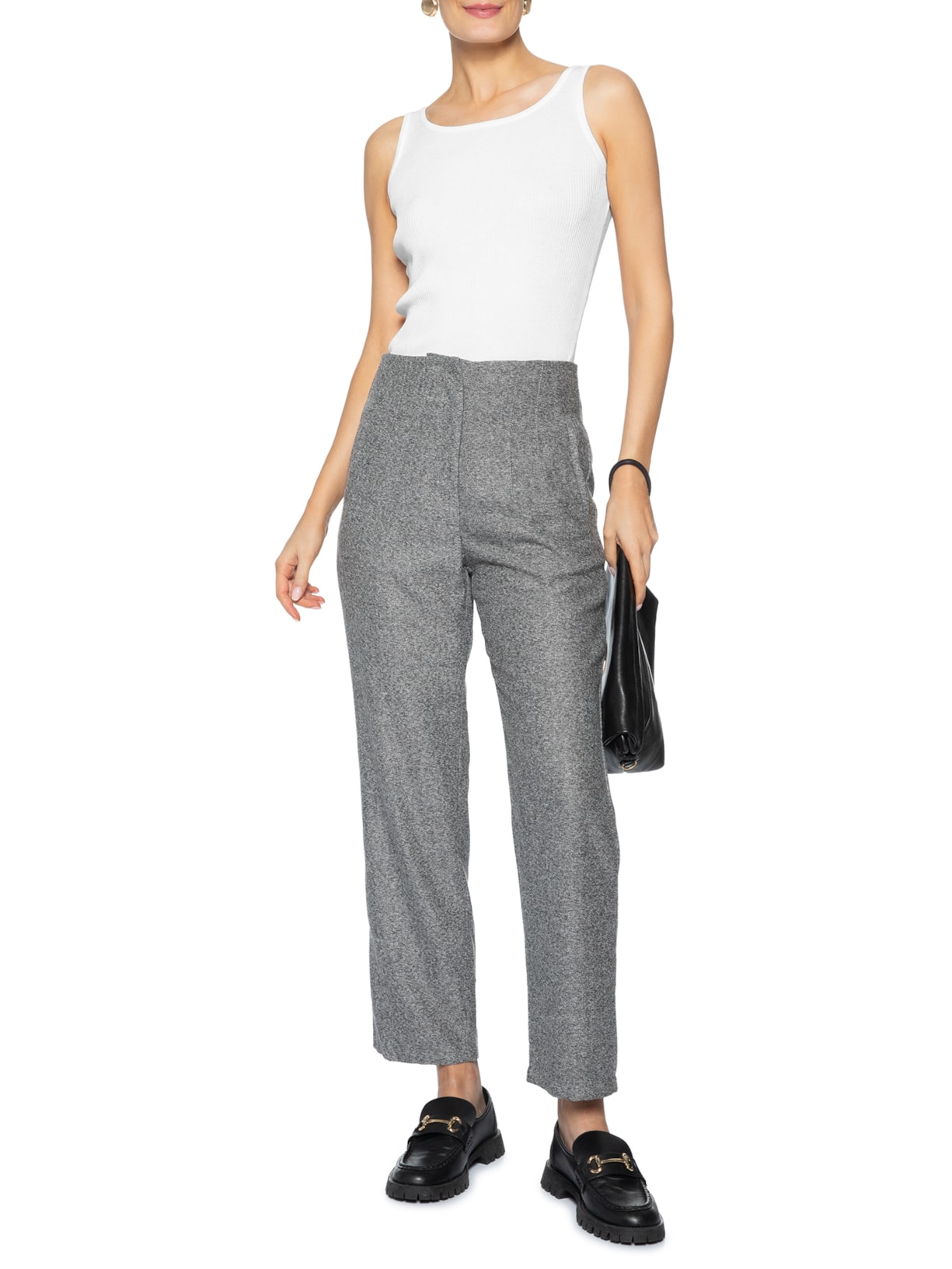 Regata Feminina Tricot Básica Branco Basiq