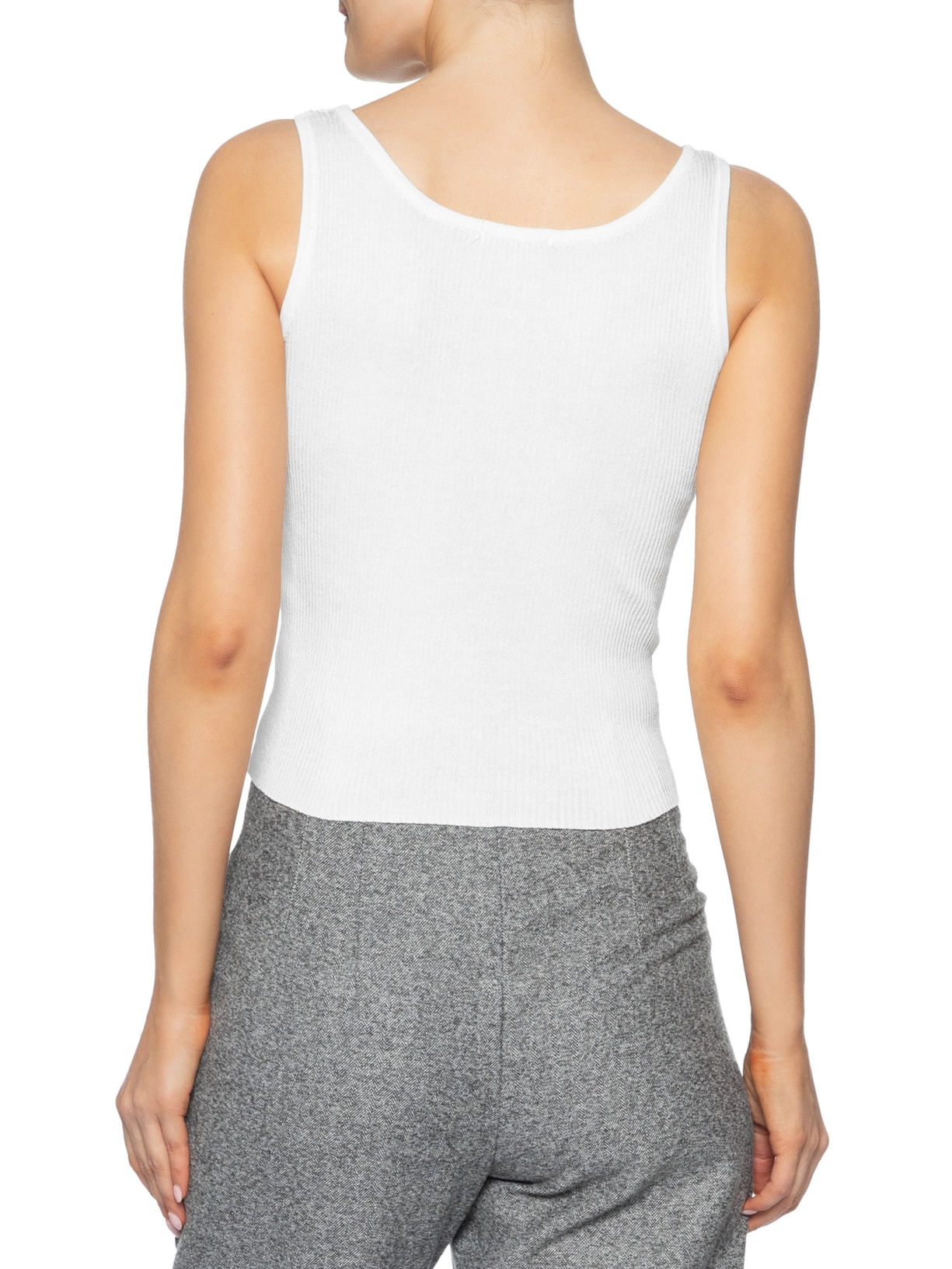 Regata Feminina Tricot Básica Branco Basiq