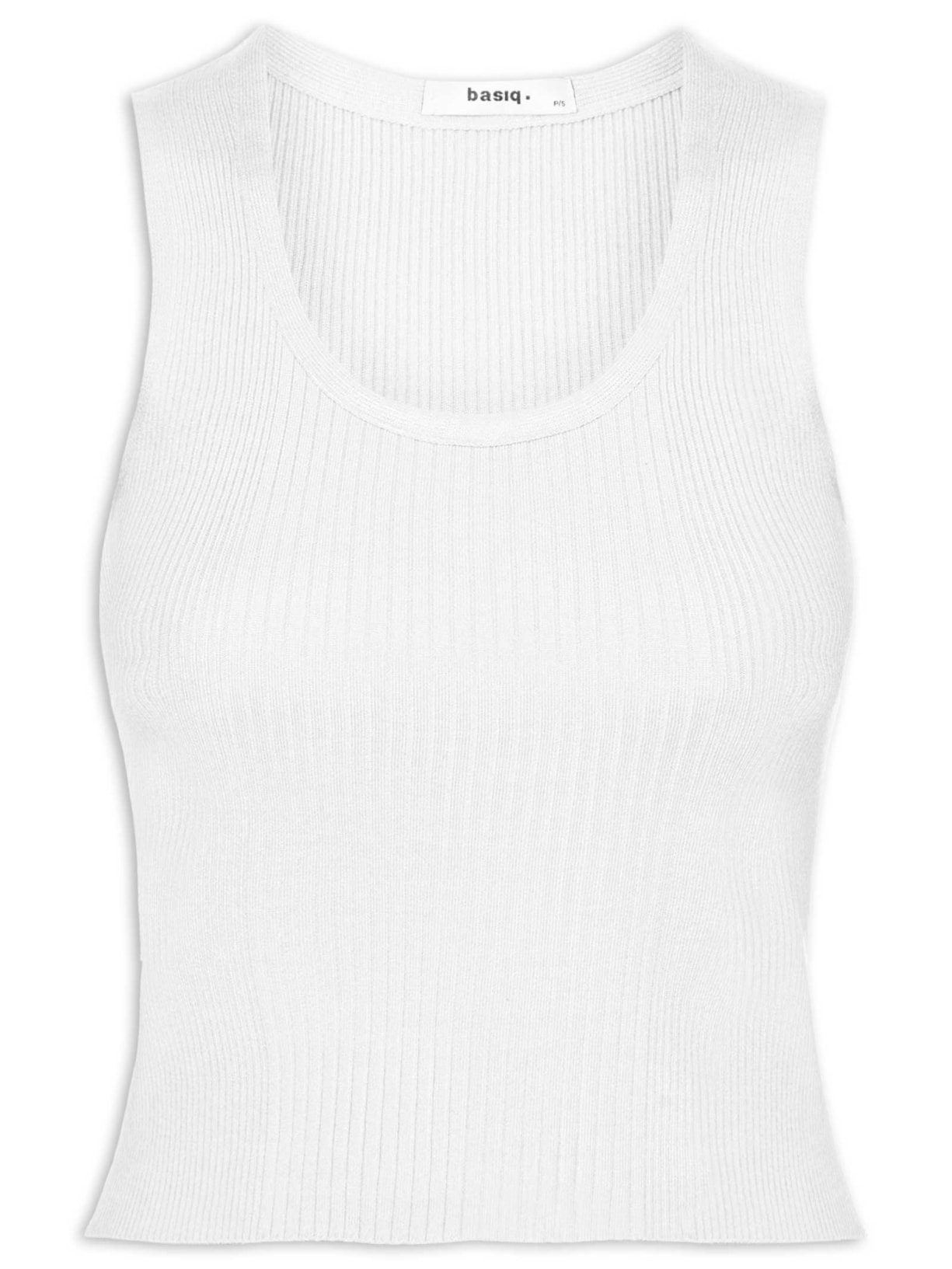 Regata Feminina Tricot Básica Branco Basiq