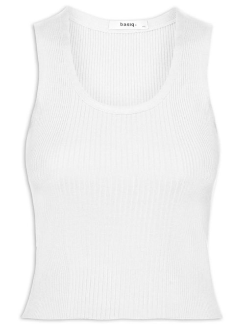 Regata Feminina Tricot Básica - Branco