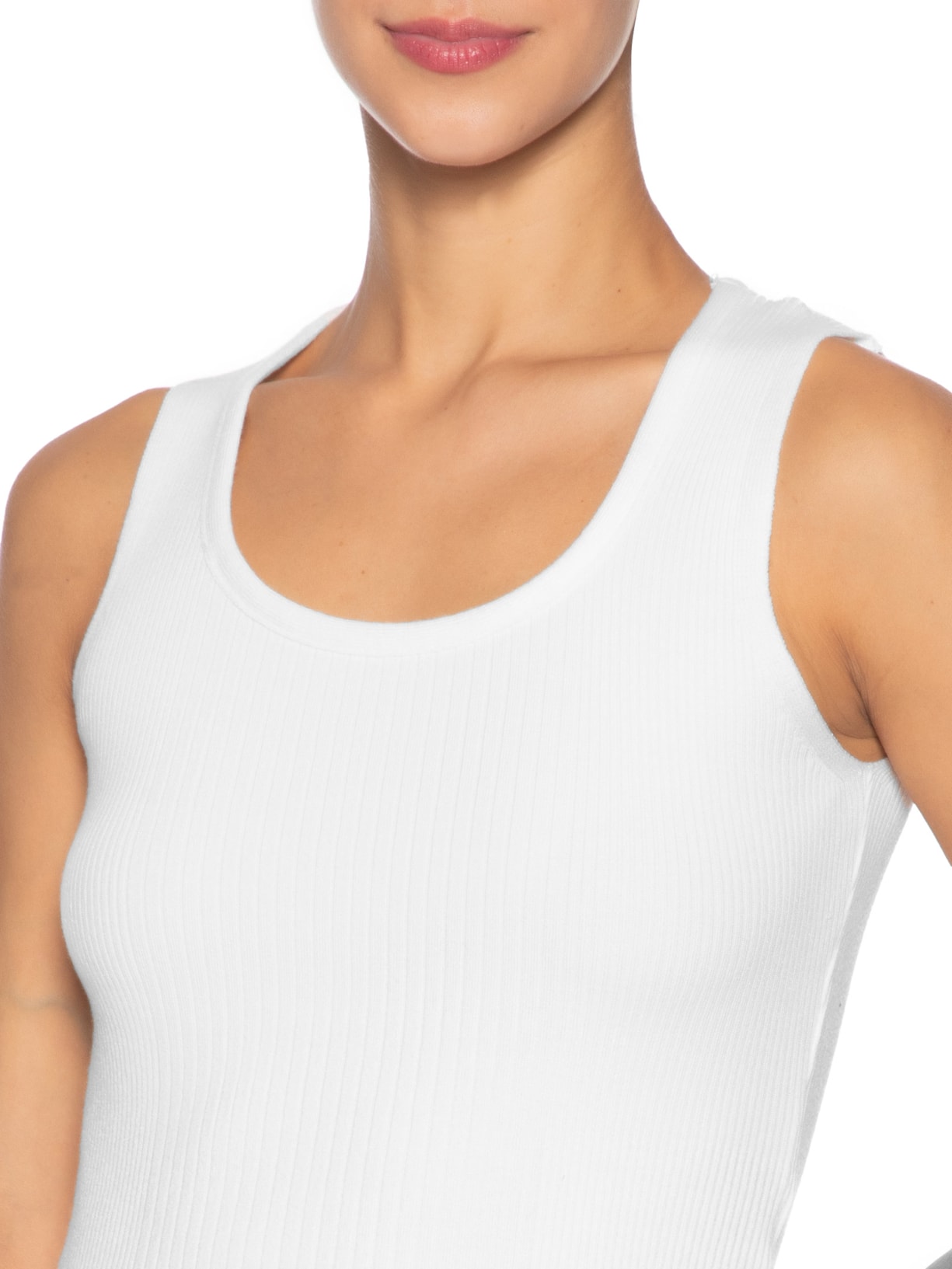 Regata Feminina Tricot Básica Branco Basiq